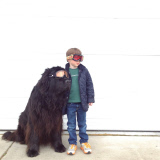 Mother photographs Julian Becker and Max the dog for his Naval officer father, Whidbey Island, Washington, America - Apr 2013