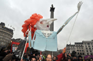 Anti-Margaret Thatcher demonstration, Trafalgar Square, London, Britain - 13 Apr 2013