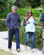 Guy Ritchie walks with daughter and girlfriend