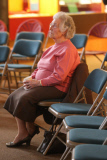Locals watching the funeral of Margaret Thatcher in her home town at Grantham Museum, Lincolnshire, Britain - 17 Apr 2013