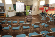 Locals watching the funeral of Margaret Thatcher in her home town at Grantham Museum, Lincolnshire, Britain - 17 Apr 2013