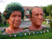 Giant 12 foot garden ornaments of Queen Elizabeth II and Prince Philip in a garden in Fifield, Berkshire, Britain - 17 Apr 2013