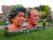 Giant 12 foot garden ornaments of Queen Elizabeth II and Prince Philip in a garden in Fifield, Berkshire, Britain - 17 Apr 2013