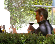 Pierce Brosnan Enjoys Red Wine And Pasta During Lunch In Malibu