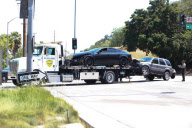 *EXCLUSIVE* The Scene of Kendra Wilkinson's Head-On Crash **NO WEB, NO TV USAGE, 24HR EMBARGO**