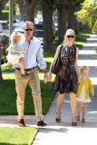 Rebecca Gayheart and Eric Dane take the girls to a Garden Party in Beverly Hills