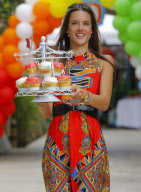 Alessandra Ambrosio gives cupcakes to photographers!