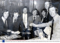 Football Manager Alex Ferguson Pictured At A Pub In Glasgow When He Played For Ayr United. Ferguson Is Pictured With Fellow Footballers George Mclean Rikki Fleming Jim Baxter John Greig John Hamilton And Alex Mcdonald.