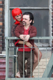 Elle Fanning and Peter Dinklage reach new heights on the set of "Low Down"