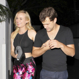 Diane Kruger shows sexy midriff while wearing very colorful pants at Chateau Marmont event