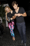 Diane Kruger shows sexy midriff while wearing very colorful pants at Chateau Marmont event