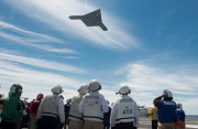 An X-47B Unmanned Combat Air System demonstrator launches from the flight deck of the aircraft carrier USS George H.W. Bush, Atlantic Ocean - 14 May 2013