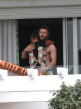 Joel Edgerton with his familly at Eden Roc hotel during Cannes Film Festival.