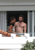 Joel Edgerton with his familly at Eden Roc hotel during Cannes Film Festival.