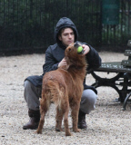 Andrew Garfield Playing With His Dog Ren