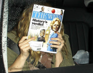 Drew Barrymore flips off the paps at Matsuhisa