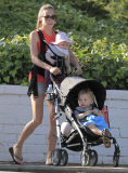Exclusive... Jacqui Ainsley Takes Her Kids For A Stroll In Beverly Hills 