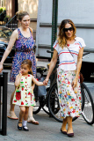 Sarah Jessica Parker in a rush forgets one of Tabitha's socks