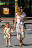 Sarah Jessica Parker in a rush forgets one of Tabitha's socks