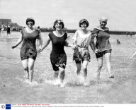 A Group Of Women Splashing Their Way Ashore After A Swim At Margate In 1920.