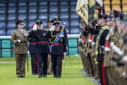Prince Charles presents new colours to the Mercian Regiment at the Sixways Stadium, Worcester, Britain - 06 Jun 2013