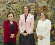 Queen Sofia Of Spain Welcomes Two Nobel Peace Winners.