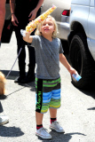 Gavin and Kingston pick out flowers at the Farmers Market for Father's Day