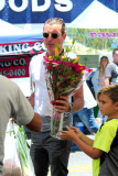Gavin and Kingston pick out flowers at the Farmers Market for Father's Day