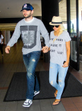 Christina Aguilera & Matthew Rutler Departing On A Flight At LAX 