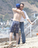 Tom Hanks and son hug in Malibu 
