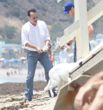 Tom Hanks and son hug in Malibu 