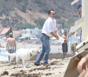 Tom Hanks and son hug in Malibu 