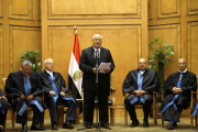 Adly Mansour, head of the Supreme Constitutional Court, at his swearing-in ceremony as interim President, Cairo, Egypt - 04 Jul 2013