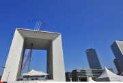Paris: Planes flying over the Arche de la Defense prior to the july 14th parade