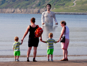 Giant sculpture of Colin Firth as Mr Darcy emerges from the sea at South Bay Beach, Scarborough, Britain - 17 Jul 2013