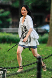 Lucy Liu on the set of "Elementary" in the Big Apple