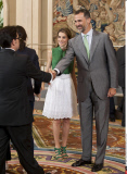 MADRID : Princess Letizia and Prince Felipe of Spain received in Audience