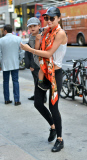 BEAUTIFUL MIRANDA KERR SMILING WITH SON FLYNN GOING TO AN OFFICE BUILDING IN BROADWAY, NYC