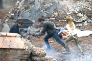 Mark Wahlberg goes into action on the set of Transformers 4