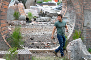 Mark Wahlberg looks like he's been hitting the gym, on set in Detroit