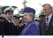 Queen Escorted By Admiral Sir John (sandy) Woodward At Pangbourne College After The Opening Of The Falkland Islands Memorial Chapel. Pic Mike Forster.