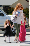 Isla Fisher and her girls go on a coffee run