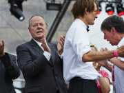 Peer Steinbrueck (SPD), SPD chancellor candidate, holds a speech during the 150 Years SPD in Berlin