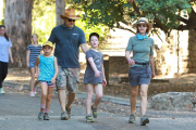 Helen Hunt and her family go for a Sunday morning hike