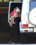Hilary Duff  takes sleepy Luca to a playdate