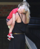 Hilary Duff  takes sleepy Luca to a playdate