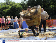 World Gravy Wrestling Championship. Rose and Bowl Pub, Stackshead, Lancashire., Britain - 26 Aug 2013