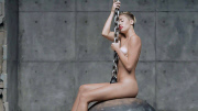 Miley Cyrus in 'Wrecking Ball' clip.