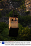 Soviet era miners' cable car or aerial tramway transportation system in Chiatura, Georgia - Jul 2013