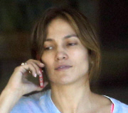 Jennifer Lopez looks tired on the phone NO MAKE UP